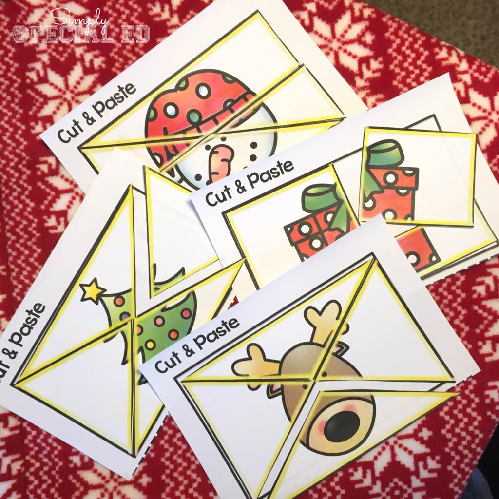 December cut and paste fine motor sheets