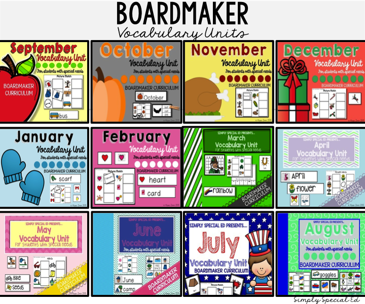Boardmaker vocabulary units