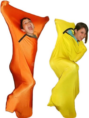 two students playing on body socks