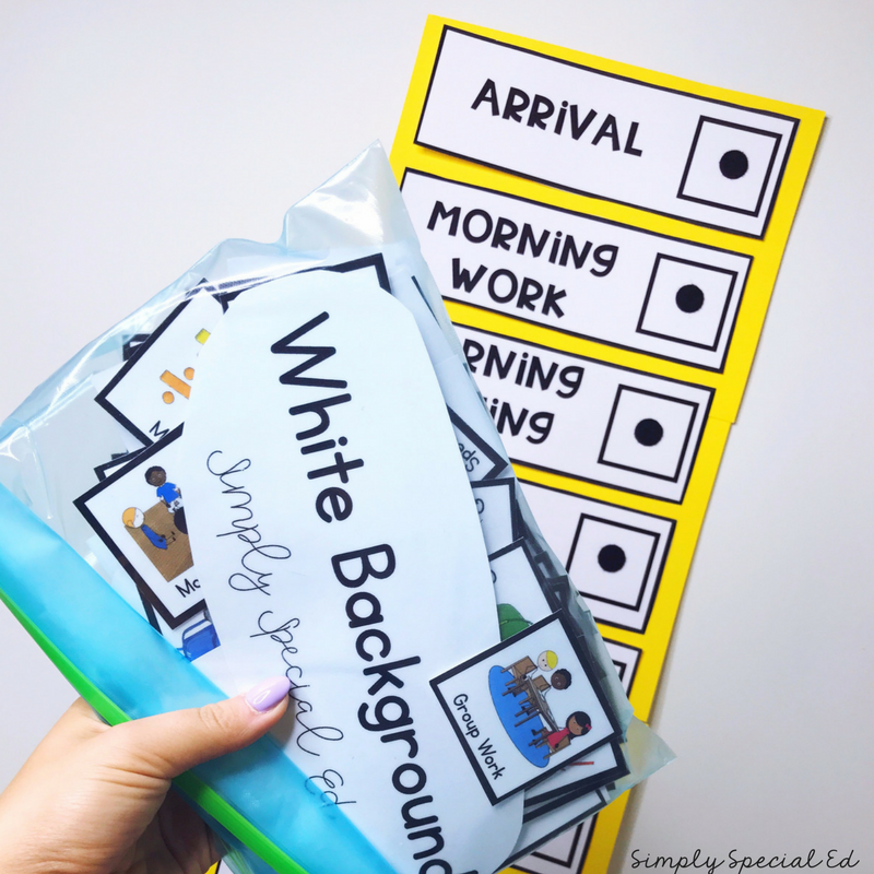 have students match the visual to the schedule in your autism classroom