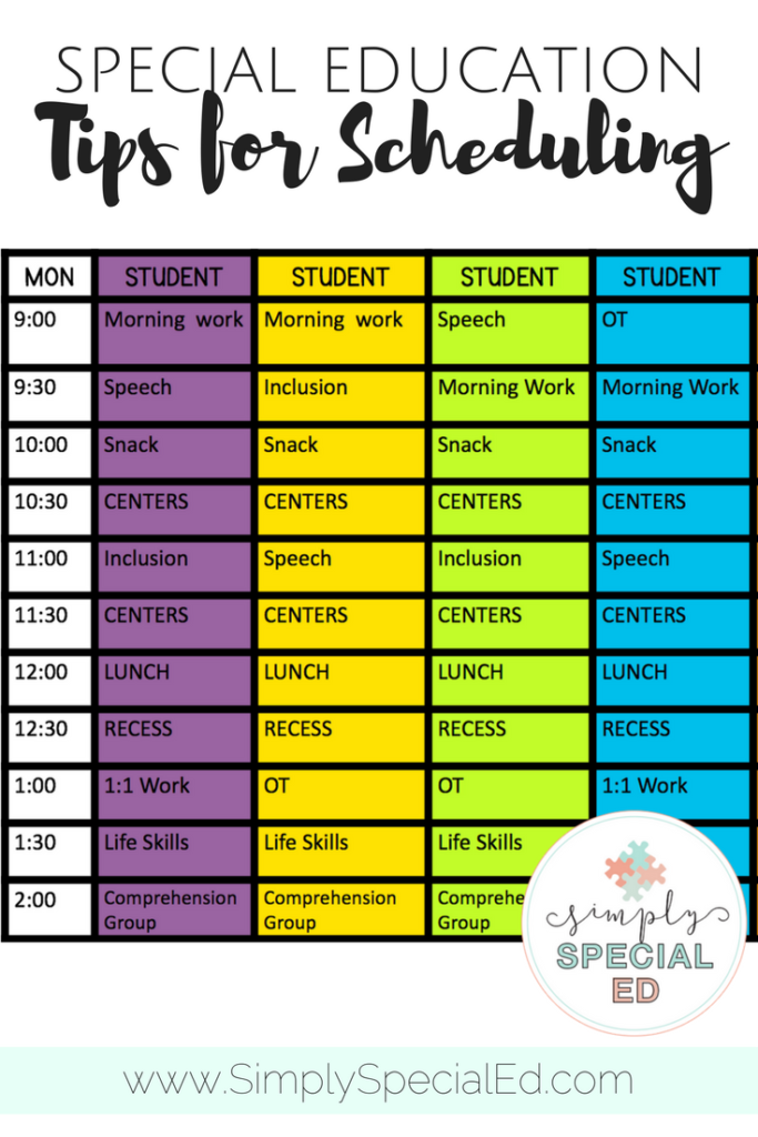 special education scheduling tips and templates