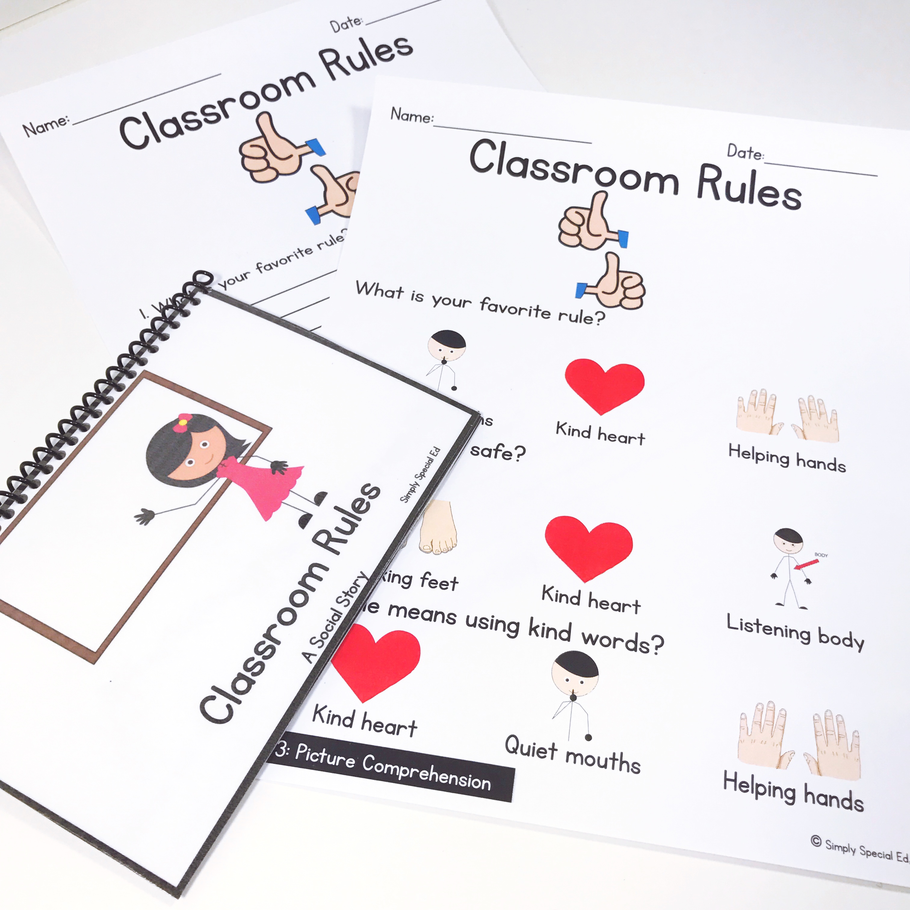 Special Education Social Stories and comprehension for back to school