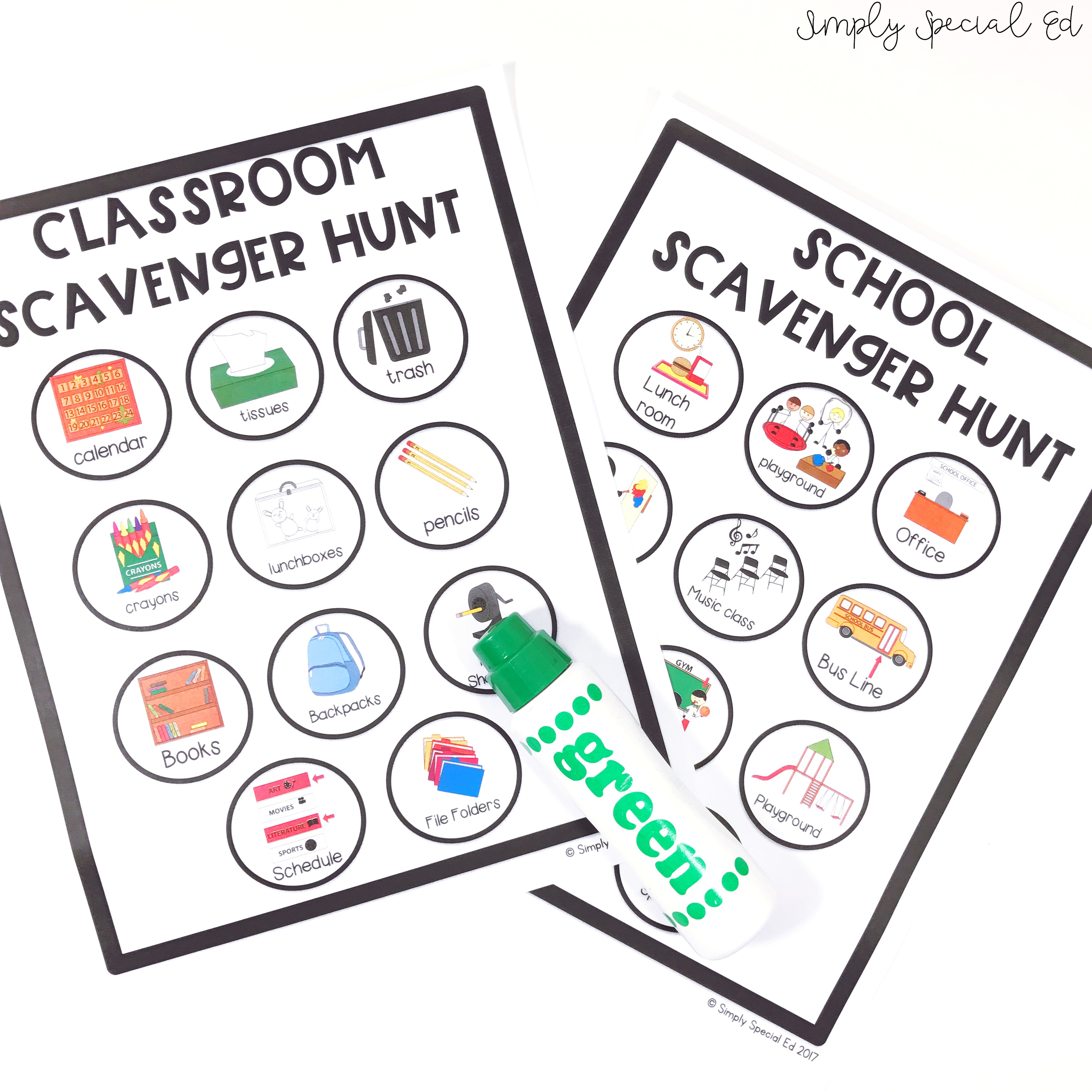 Classroom and School Scavenger hunts with visuals for special education classroom