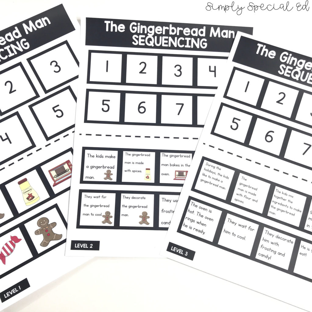 Sequencing practice for december/winter in special education