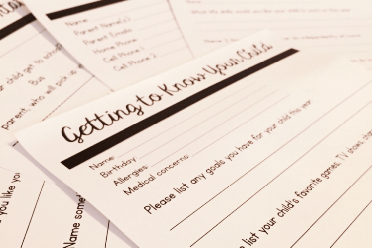back to school forms for special education