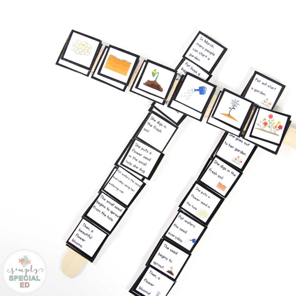Sequencing sticks for special education students in autism classroom