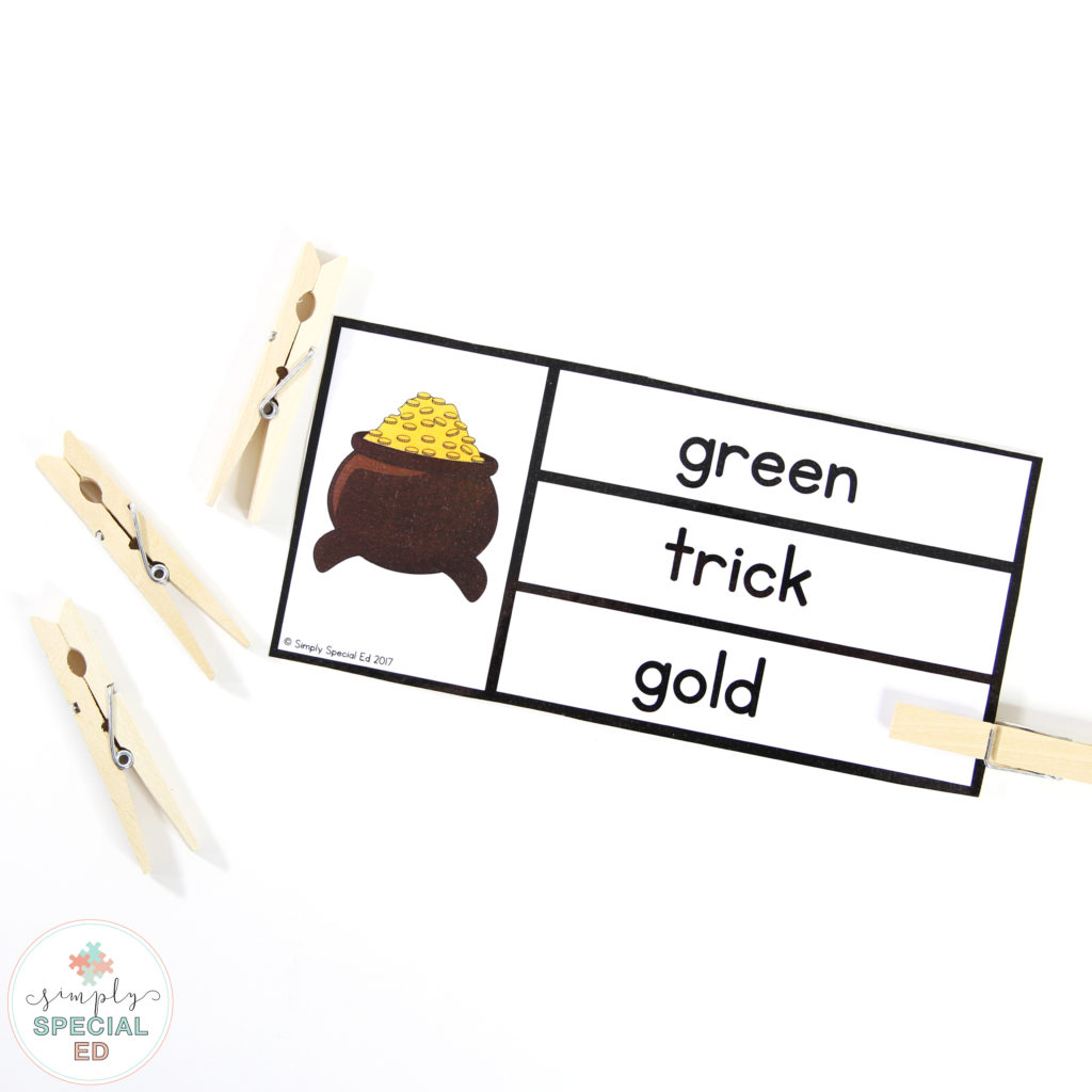 Special education monthly vocabulary clip cards