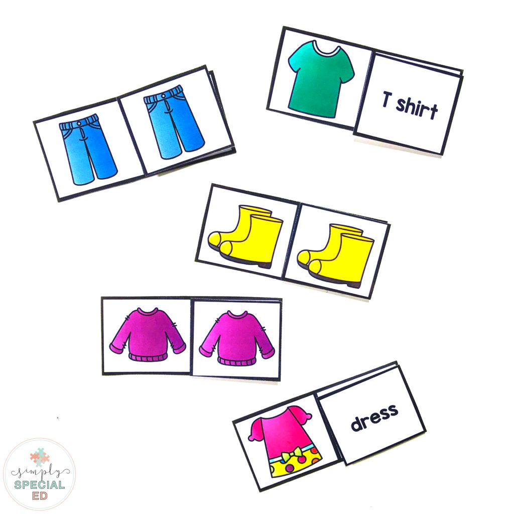 Build student independence and learning in your special education classroom with a free clothing match task box!