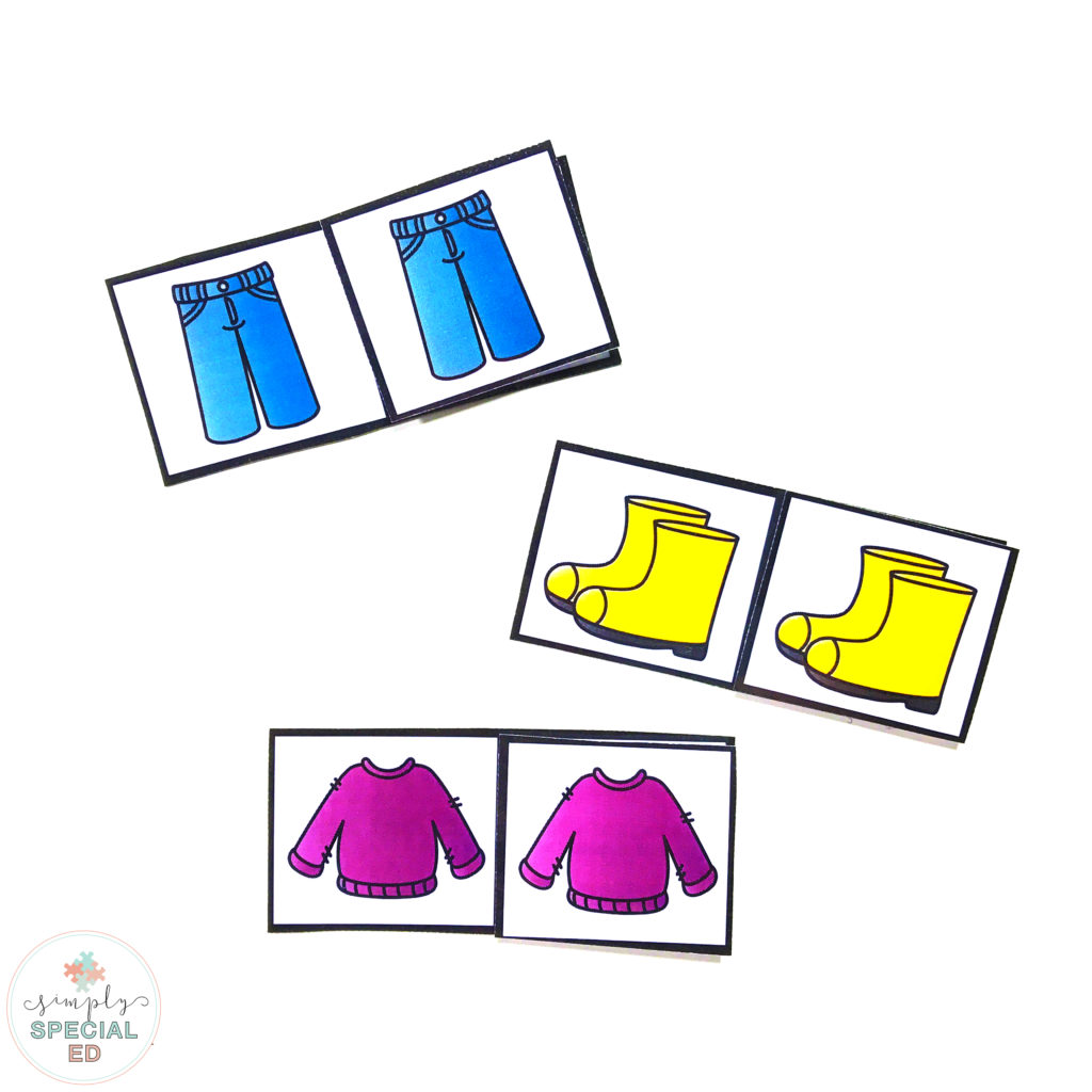 Build student independence and learning in your special education classroom with a free clothing match task box!