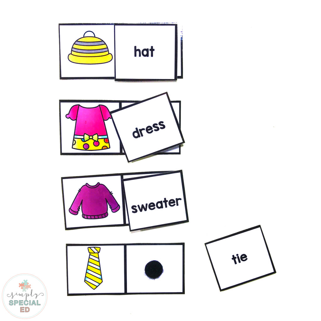 Build student independence and learning in your special education classroom with a free clothing match task box!
