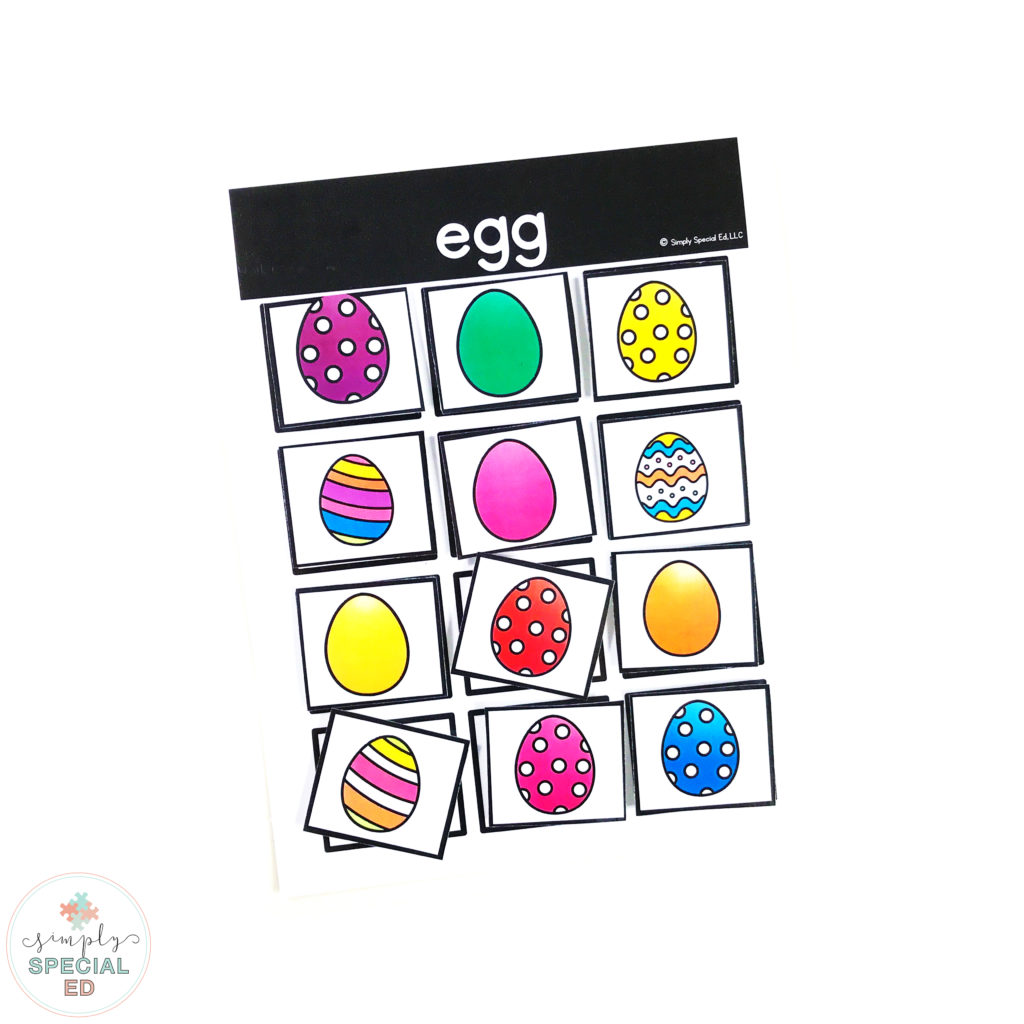 Build independence and increase learning in your special education classroom through these free easter sorting task boxes. 