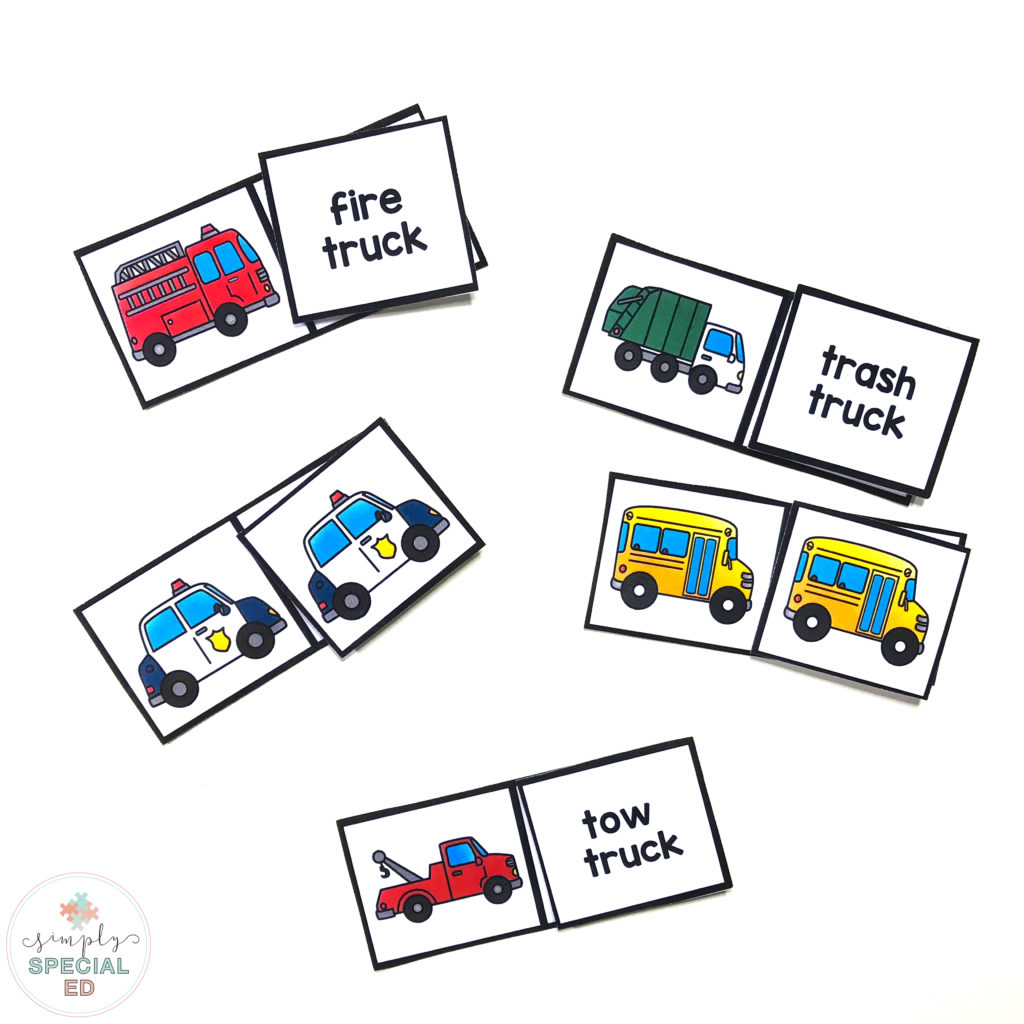 Increase student independence and learning in your special education classroom with community helper vehicle task boxes!