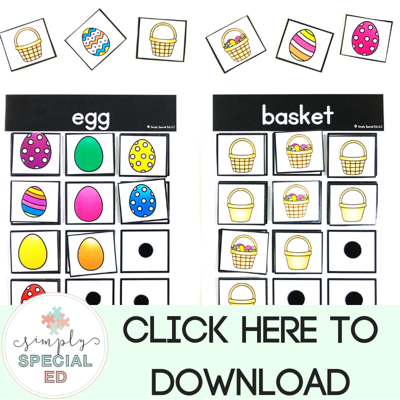 Build independence and increase learning in your special education classroom through these free easter sorting task boxes. 