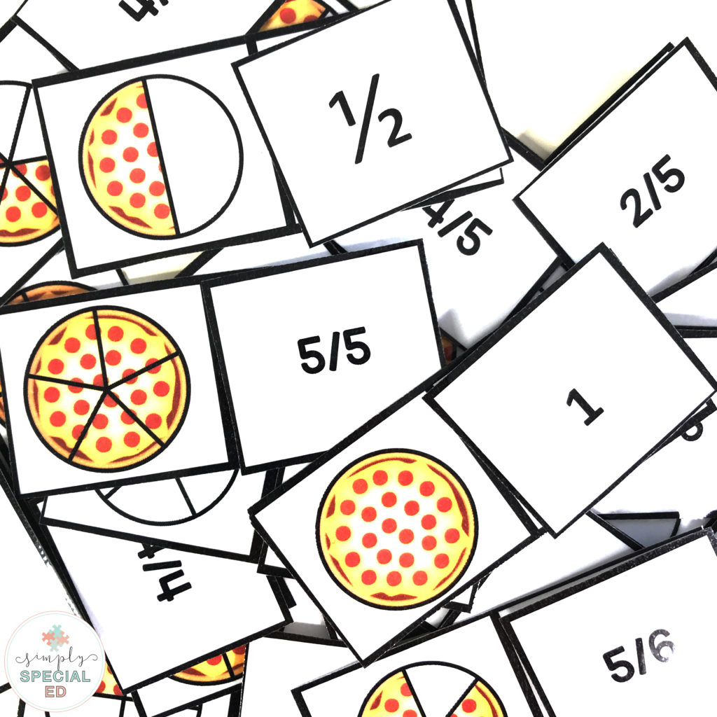 Free pizza fractions task box for special education classrooms! Learn how to use task boxes in your classroom.