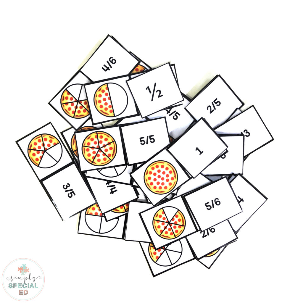 Free pizza fractions task box for special education classrooms! Learn how to use task boxes in your classroom.