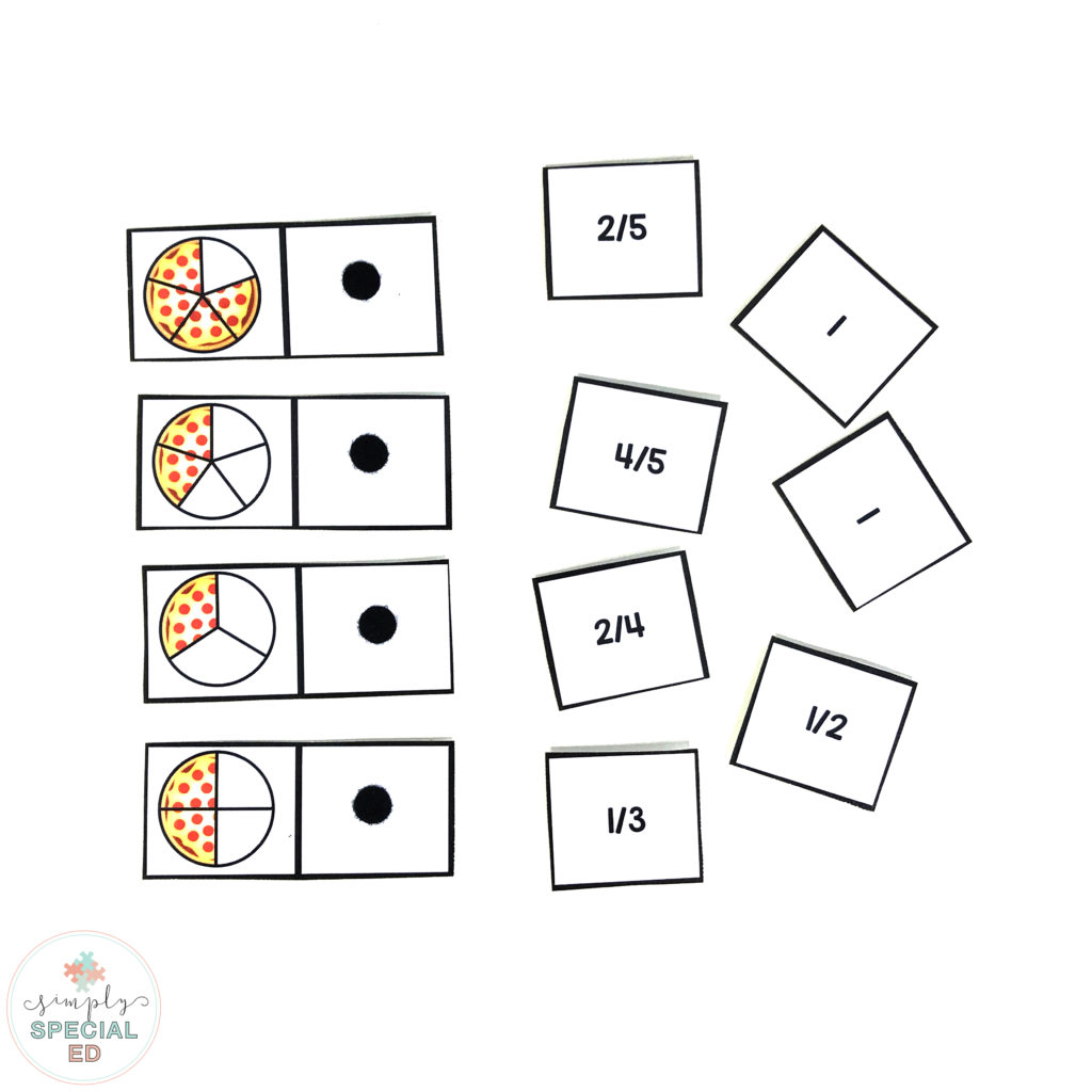 Free pizza fractions task box for special education classrooms! Learn how to use task boxes in your classroom.