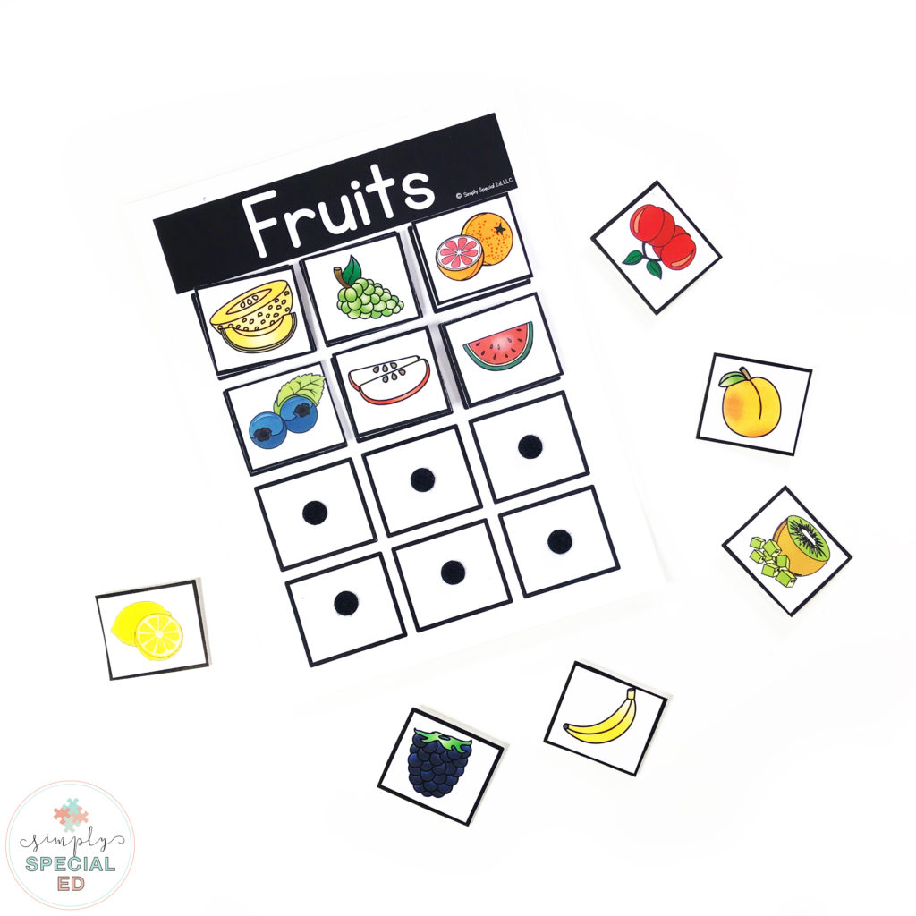 Using task boxes increases students independence! Try these free fruit and veggie sorts in your summer task boxes!