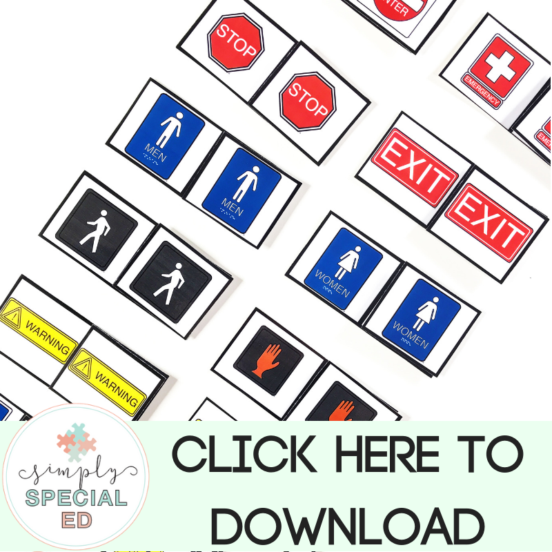 Learn how to set up a community signs task box for free! Download the cards and start your own task box center in special education.