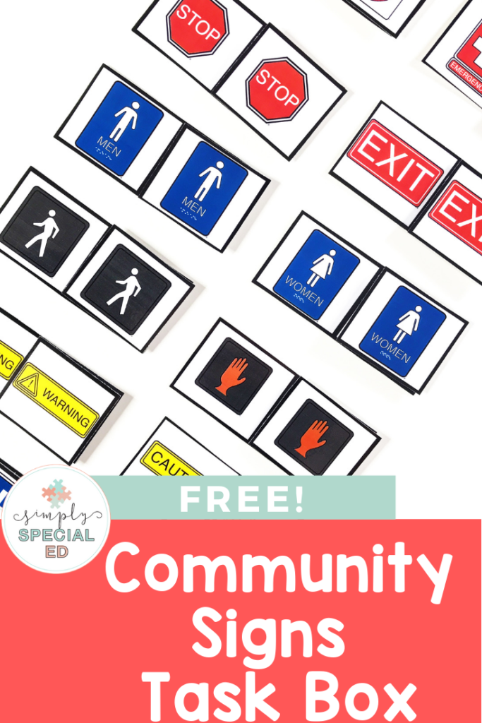 Learn how to set up a community signs task box for free! Download the cards and start your own task box center in special education.