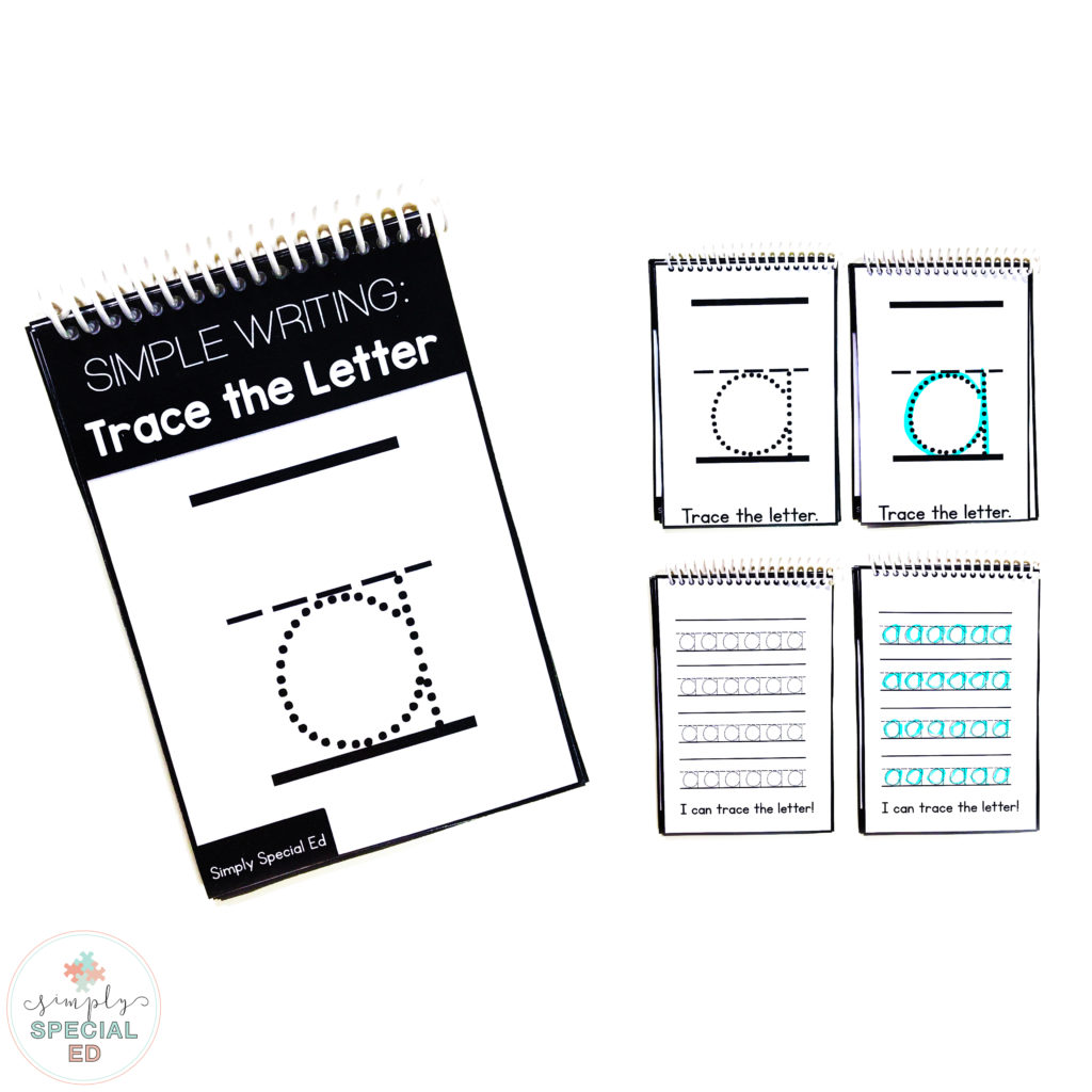 Simple Writing Letter Book visual for lowercase "a" letter formation practice as was suggested in the plan of the SOAP note