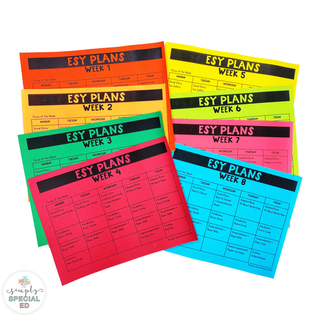 20 fun, low-prep ESY (extended school year) lesson plan for special education summer school teachers to plan your summer lessons with ease!