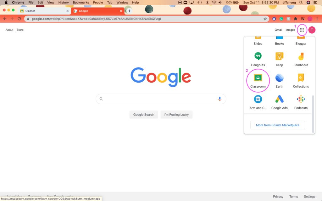 how to Access google classroom from your home page