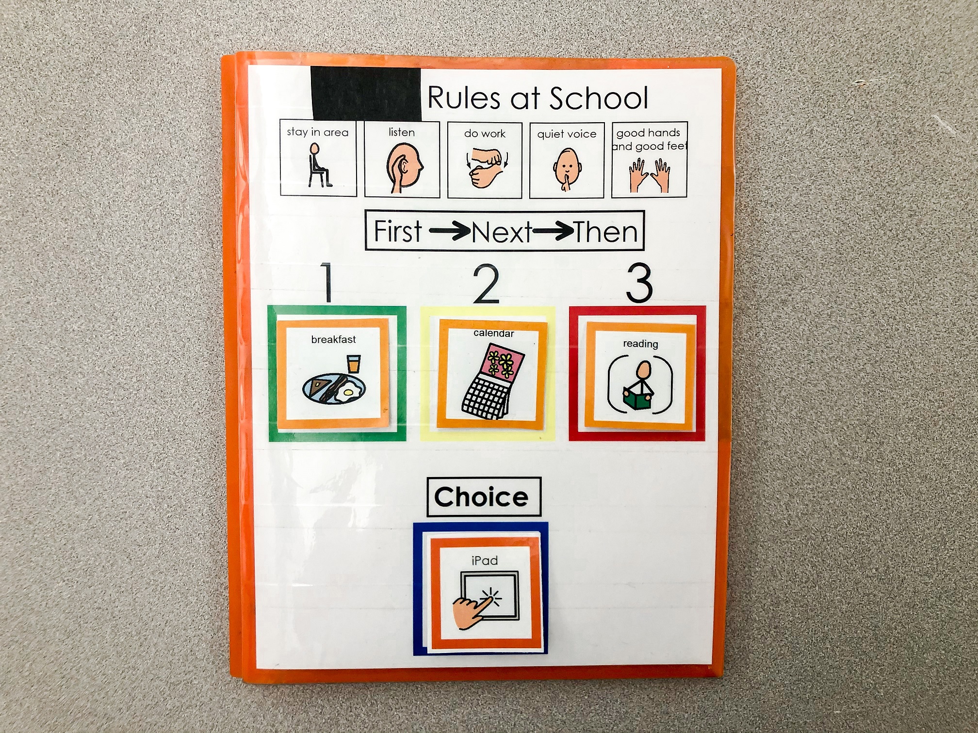visual schedule used during the school year and during ESY