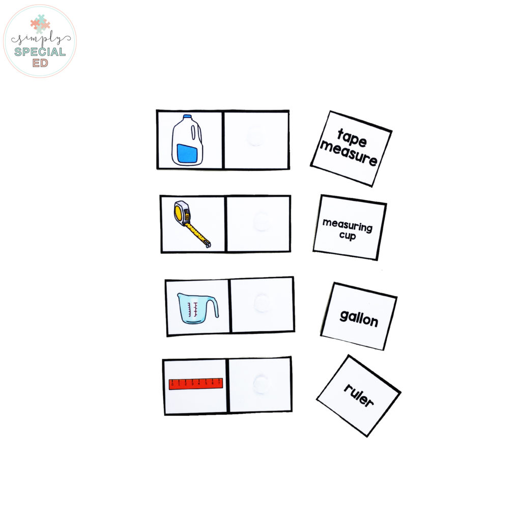 Match the word to picture task box for measurement