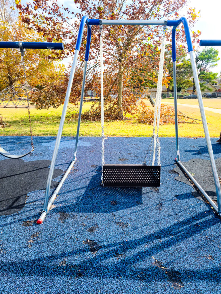 A swing made for wheelchair users.