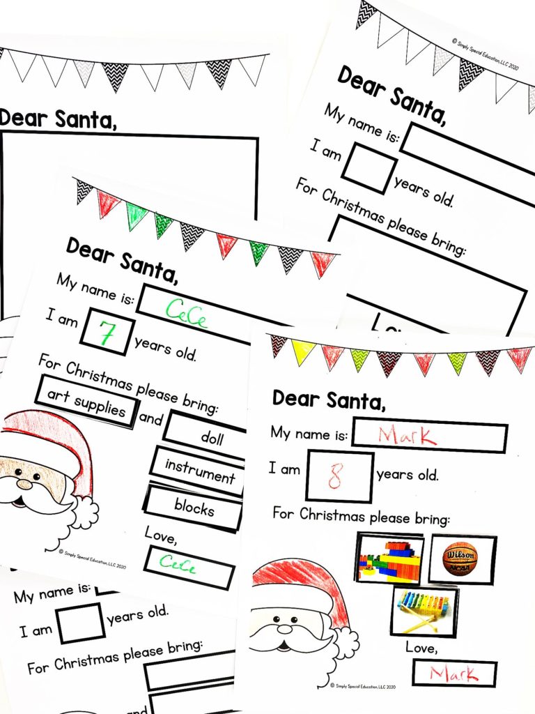 Image showing multiple versions of the Santa Letter printable. 