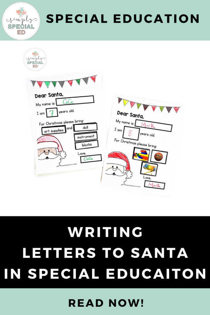 Writing Letters to Santa in Special Education, how to get started and download a free printable and digital template