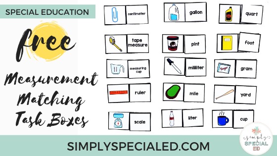 A free measurement task box activity for special education students