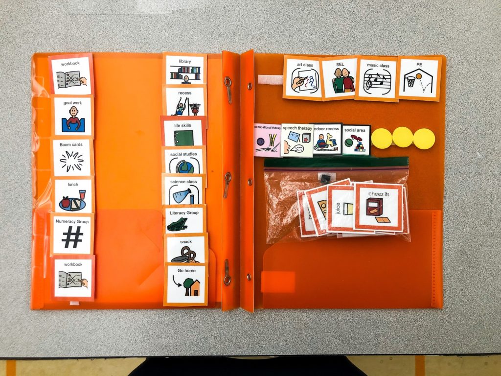 1-2-3-choice student schedule storage organization inside folder