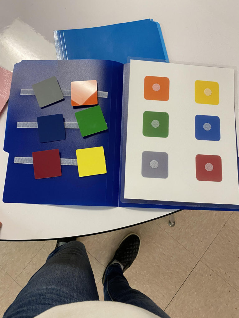 Simple color matching folder that can be done to "ease" into more challenging math targets