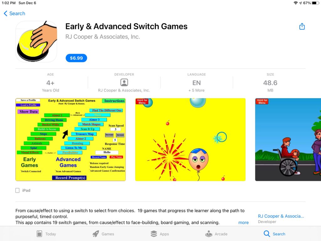 Listing for Early and Advances Switch Games, by RJ Cooper and Associates on the Apple App store.