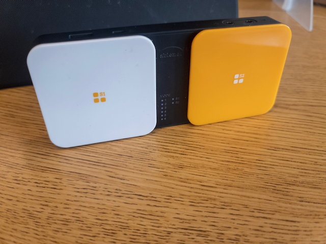 Picture of a white and yellow blue2s switch