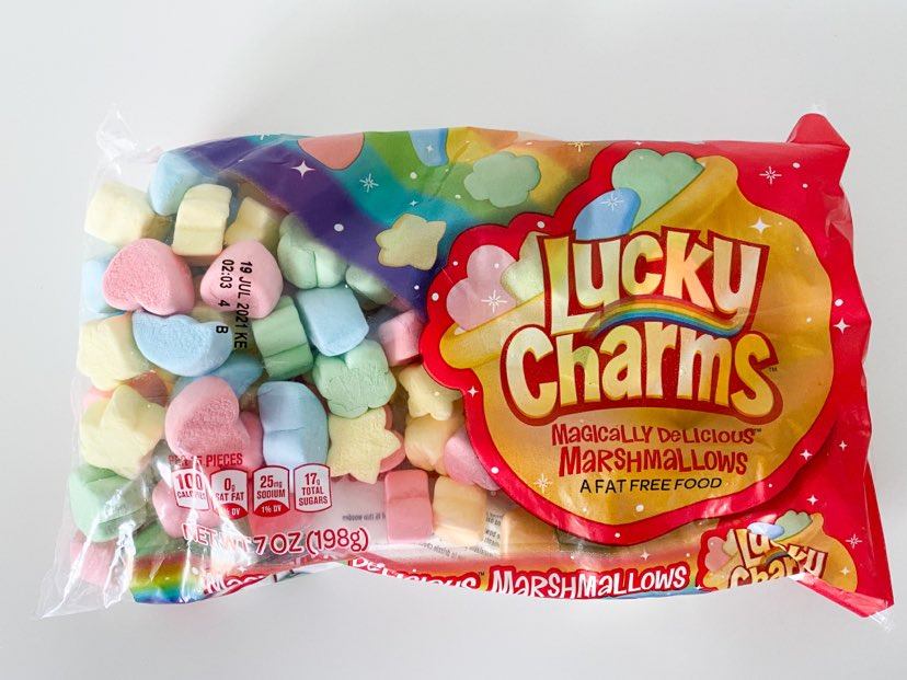 Lucky Charms Marshmallows for the Valentine's Day sensory bin 