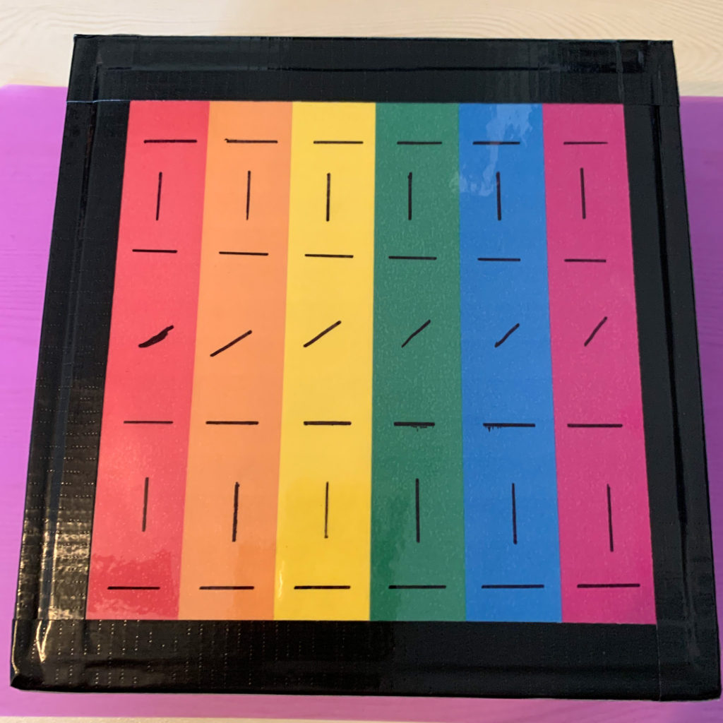 Using a marker, make your cut lines on each color.