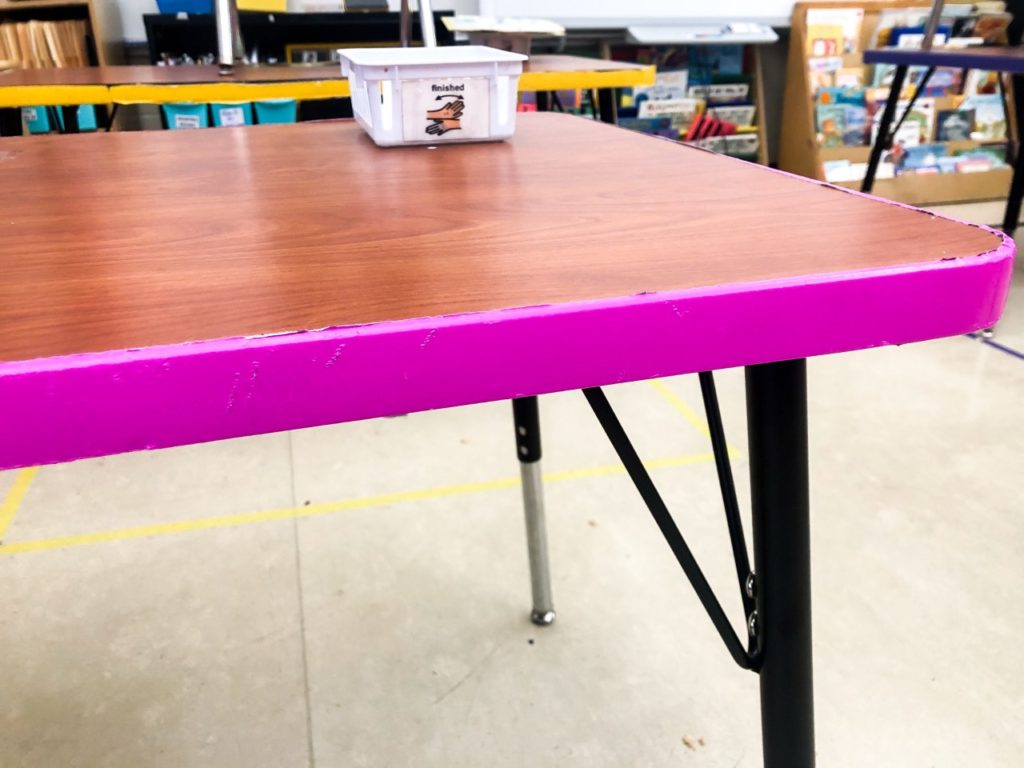 duct tape or masking tape to color code tables and spaces