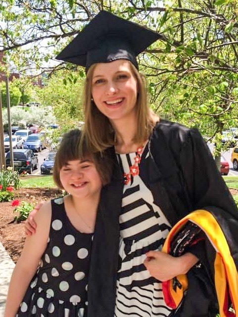 My sister, Marina, and I after my graduation 