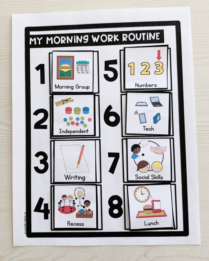 Schedules are so important for successful special education classrooms.  This is an example of a visual schedule for students. 