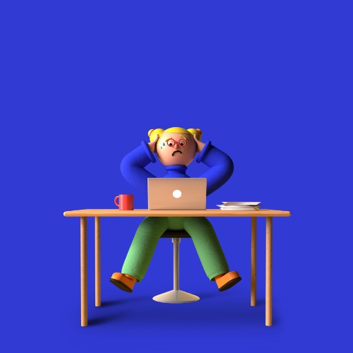 frustrated person at desk