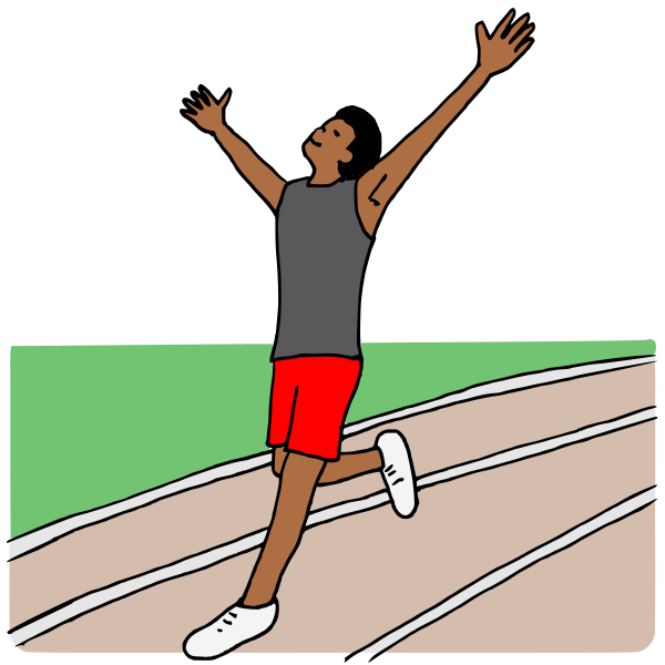 illustration of person crossing the finish line