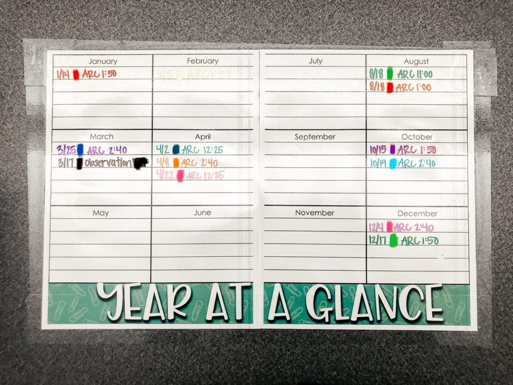 yearly calendar to map out all IEP and evaluation meetings