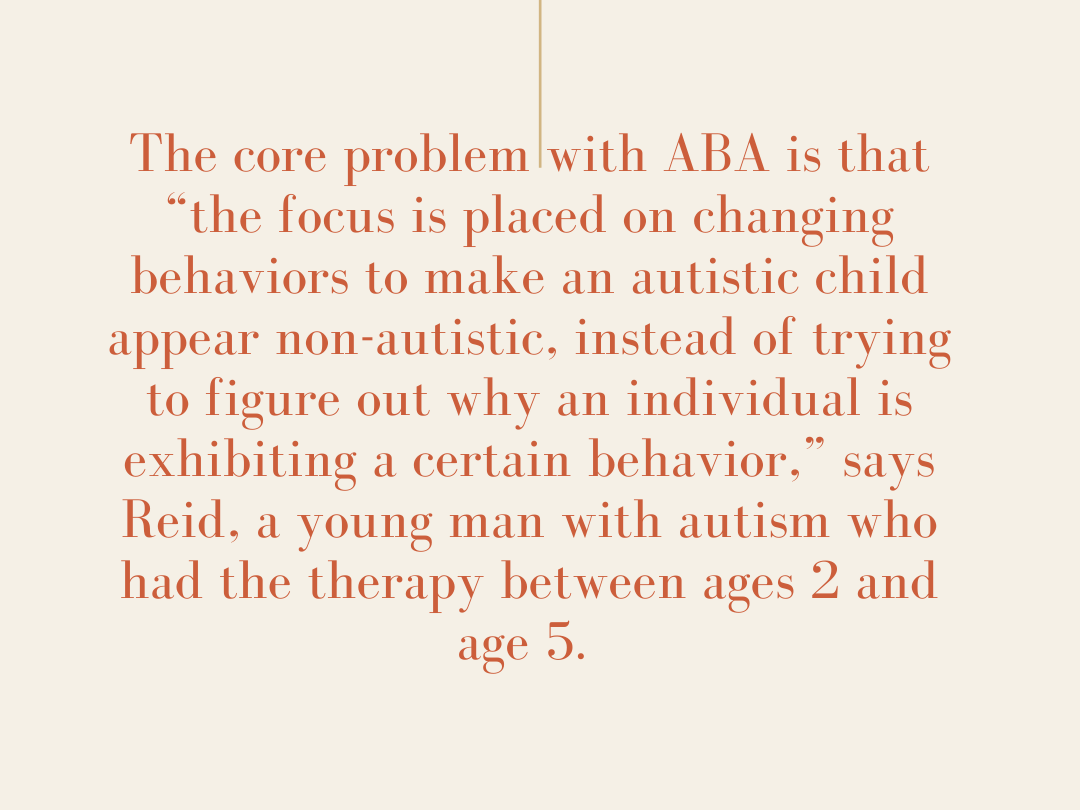 info graphic showing a quote from an autist person about ABA therapy.