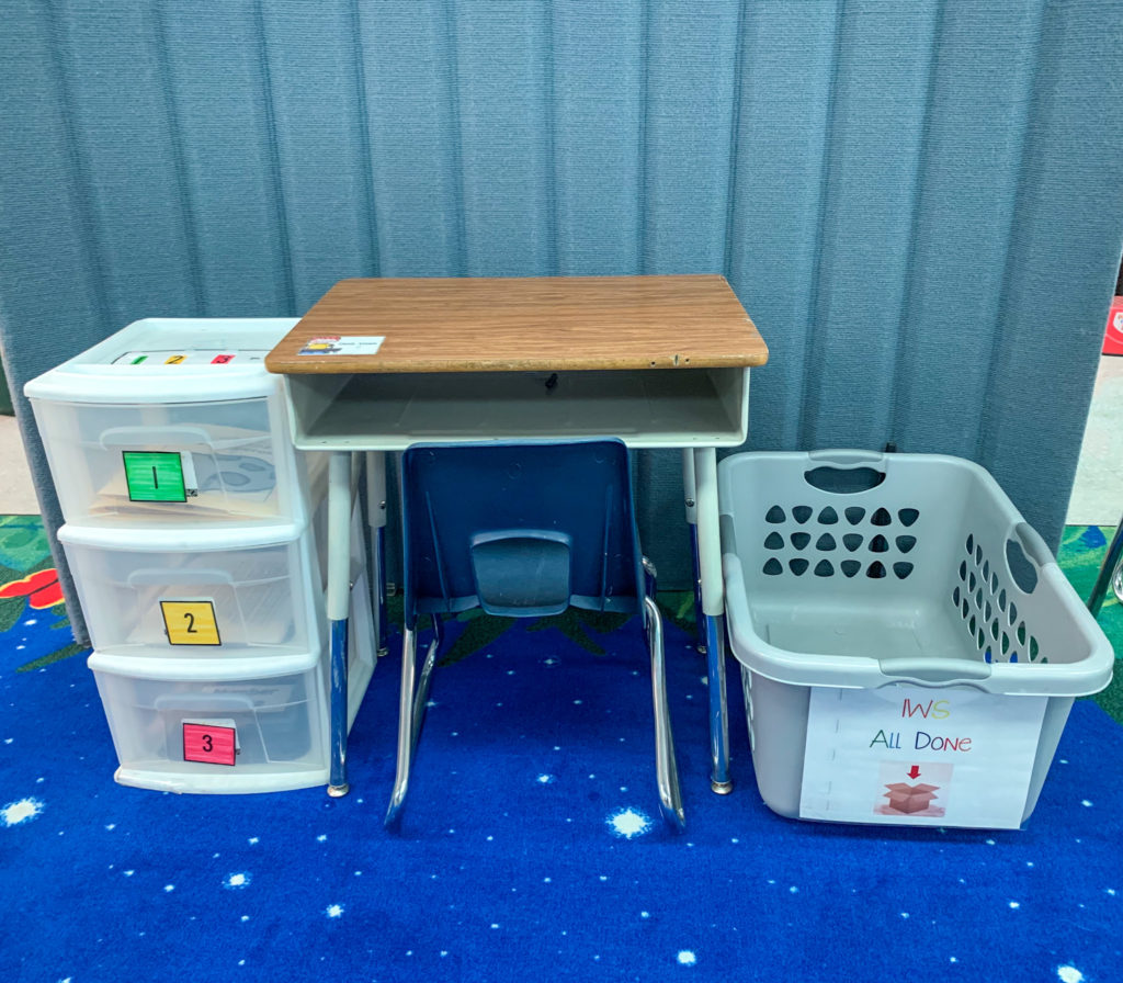 Here is a photo of one of my independent work centers.