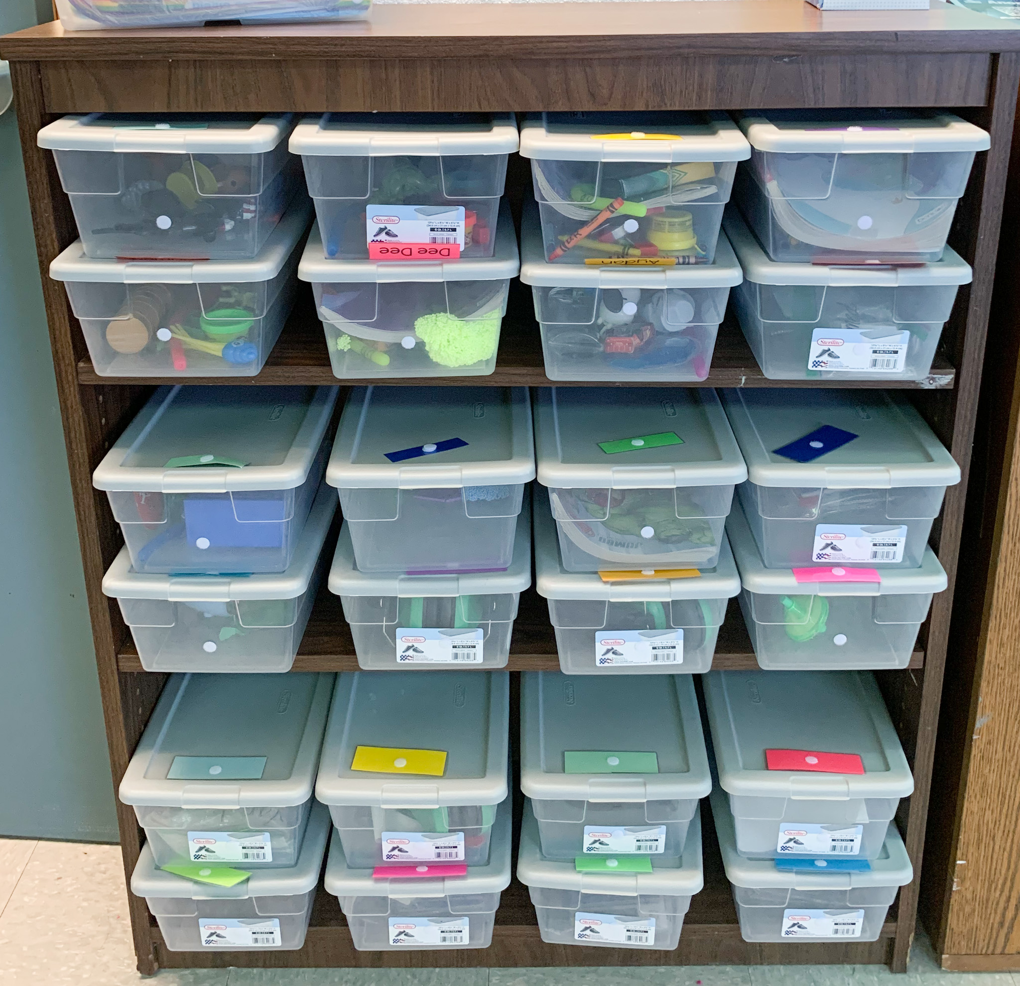 Here is a picture of my individual IEP and Reinforcement bins.