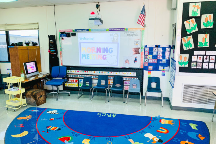 Here is our class hub where we have morning meeting and whole group throughout the day.