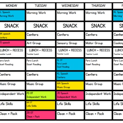 8 Special Education Sample Schedules