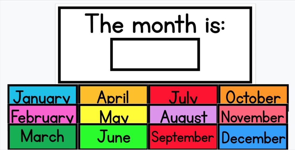 This is the months of the year from Simply Special Ed's digital morning meeting.